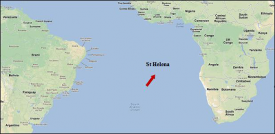 Figure 2: Location of Saint Helena within the South Atlantic Ocean (Adapted from Google Maps)