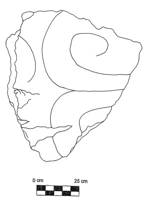 Figure 3. Scale drawing of the sculpture fragment from Chalcatzingo (Image Copyright: Arnaud F. Lambert)