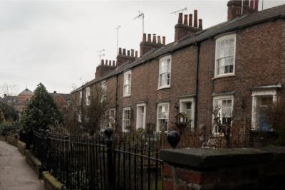 Figure 2 - This a panorama of Tower Place, a line of houses near the River Ouse. (Credit: Author)