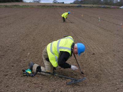 York and District Member looking for evidence of the Battle of Stoke Field (Photo Credit: Phil Dunning)