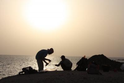 Figure 2 - Matt helping to process shells (Image Copyright - Matt Williams)