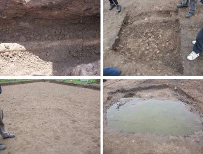 Figure 3 - Feature Roulette! Which will you get? Top Left: The Modern Pipe Trench. Top Right: The 'Interesting' Cobbled Area. Bottom Left: The Barren Zone. Bottom Right: The Water Feature. (Image Copyright - Mark Simpson (All))