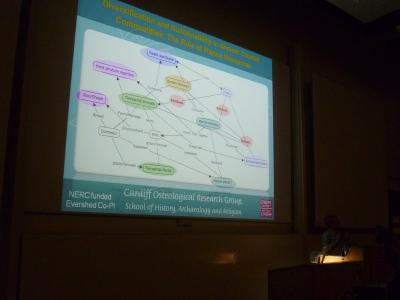 Figure 6 - Dr. Jacqui Mulville presenting her paper on combined isotopic and zooarchaeological evidence for understanding exploitation of wild animals by farming communities on Atlantic islands (Image Copyright: D. Altoft; kind permission of J. Mulville)