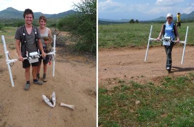 Figure 2 - Surveying: Tom and Hannah (Left) and Rachelle (Right). (Image Copyright - Khadija McBain: Left & Right)