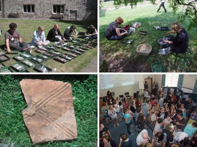 Figure 3 - Top Left and Right: Finds Washing, in the Sun and Shade - Bottom Left: Fancy Tile - Bottom Right: Exhibition! (Image Copyright - Mark Simpson (Top Right and Bottom Right/Khadija McBain (Top Left and Bottom Left))