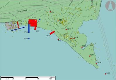 Location of Star Carr excavation trenches – Clark, grey; VPRT, blue; Milner, red – and fieldwalking (yellow) relative to the peninsula on palaeo-Lake Flixton (Reproduced with kind permission of the Vale of Pickering Research Trust)