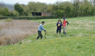 Figure 1: Author and fellow MA student supervising resistivity (Reproduced with kind permission of Roger Weatherhill)