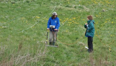 Figure 2: Two volunteers participating in resistivity (Reproduced with kind permission of Roger Weatherhill)