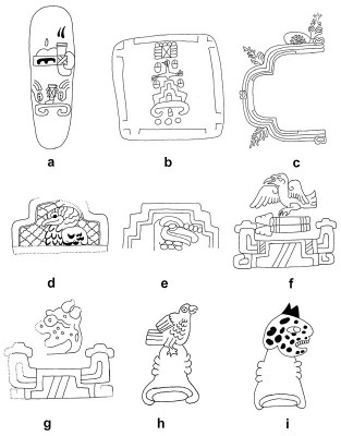 Figure 5: Tepetl (mountain) place-signs from Mesoamerica, see Notes for further information (Image Copyright: Arnaud F. Lambert)