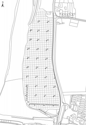 Plan of fieldwalking grids at Torksey (Image Copyright: Julian D. Richards)