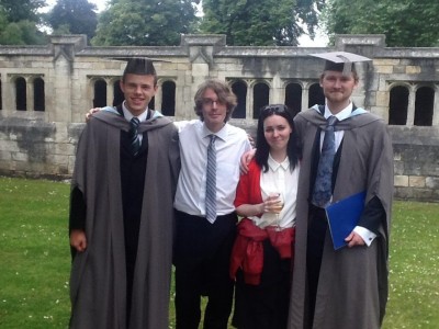 The departing members of the editorial team after their graduation in July (L-R): David Altoft (Editor-in-Chief), Taryk Rawlins-Welburn (Managing Editor), Alison Tuffnell (Submissions Editor) and Tristan Henser-Brownhill (Editor)
