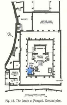 Figure 1. The Iseum at Pompeii, ground plan. Star is author’s to mark location of Nilometer building and crypt (after Wild 1981, 45).