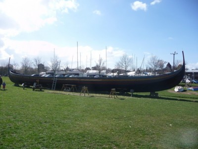 Figure 2. The ‘Sea stallion’ replica longship being repaired (Image Copyright: J. Grant).