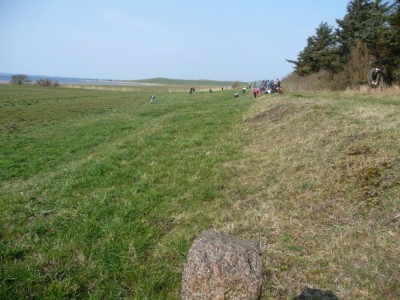 Figure 5. Students standing on the remains of the Ertebølle shell midden (Image copyright: J. Grant).