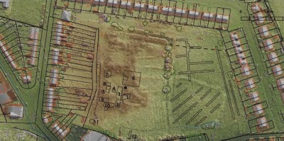 Figure 3. Results of the LiDAR survey, with cuttings outlined. (Image provided by Dr. Denis Shine, IAFS).