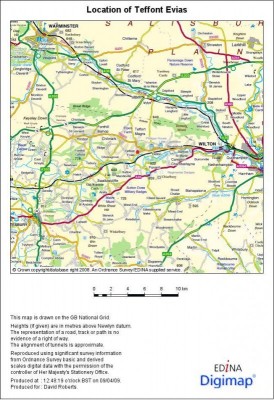 Figure 1: The location of Teffont within south-west England, shown by a red dot. Reproduced from Ordnance Survey map data by permission of Ordnance Survey, Crown copyright.